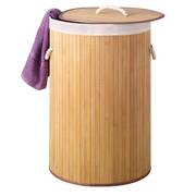 Bambusowy kosz na pranie bieliznę - kolor naturalny - okrągły -  Ø40 x 60cm