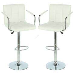 Obrotowe krzesło barowe z oparciem - kolor biały