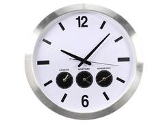 Aluminiowy zegar ścienny z DCF - 45cm - 3 strefy czasowe