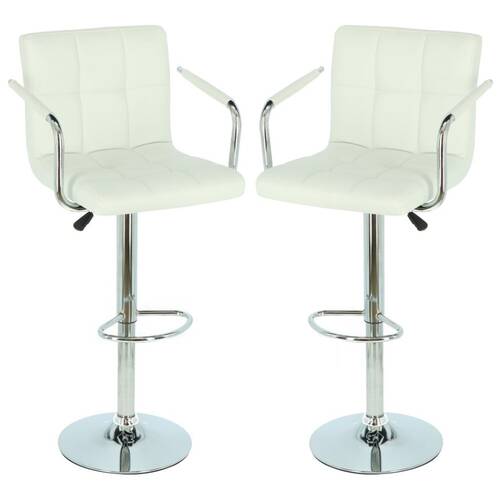 Obrotowe krzesło barowe z oparciem - kolor biały