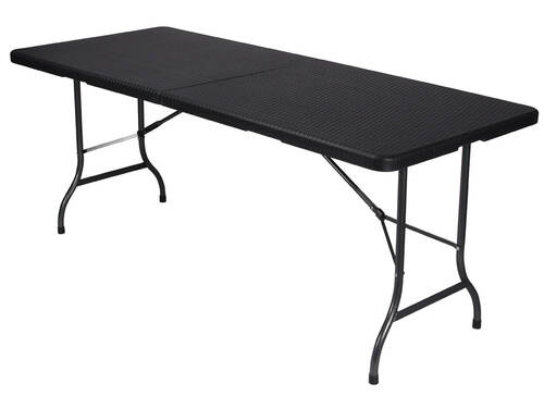 Składany stół z ratanowym wzorem Rattan - 180 x 75 x 74cm